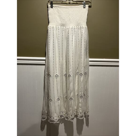 Free People Beaded Midnight White Embellished Convertible Maxi Skirt Dress S? - Picture 8 of 10